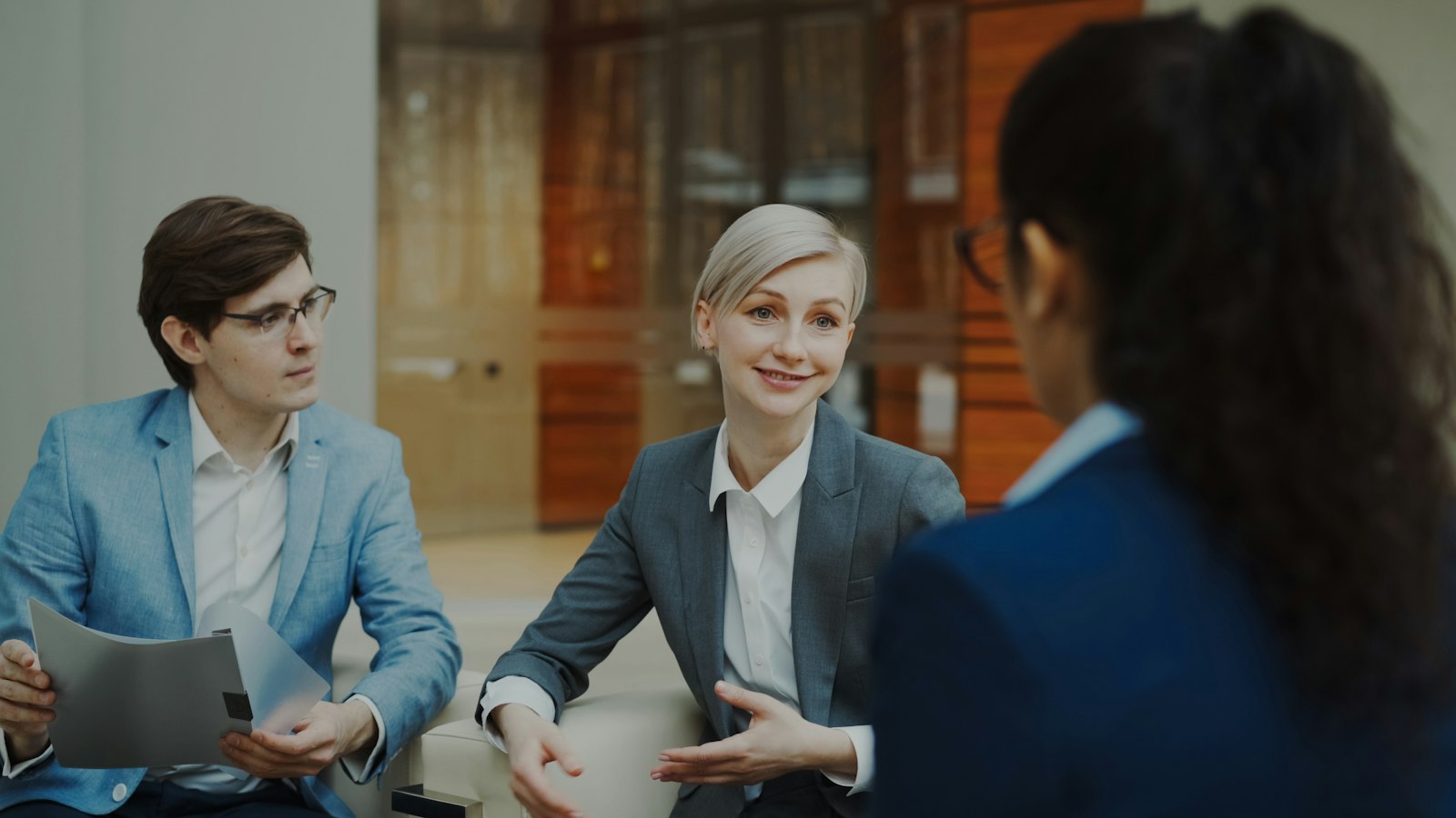 Nurse consultant meeting with a legal team to discuss a case